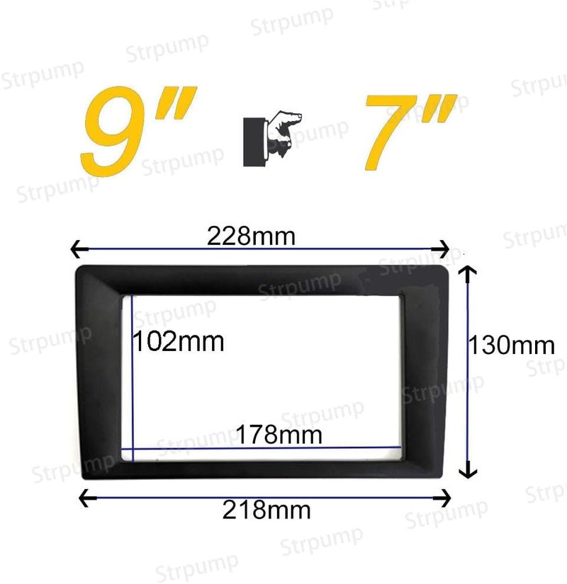Strpump Store 9'' to 7'' Inch Universal Car Radio Stereo Fascia Frame Adapter in Dash Panel Trim Bezel Converter - Image 2